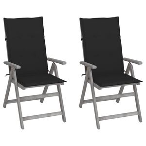 vidaXL Verstellbare Gartenst&uuml;hle 2 Stk. mit Auflagen Massivholz Akazie