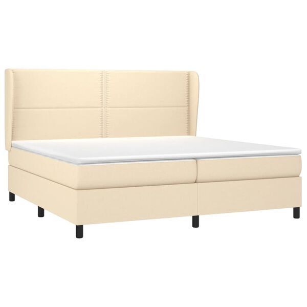 vidaXL Boxspringbett mit Matratze Creme 200x200 cm Stoff