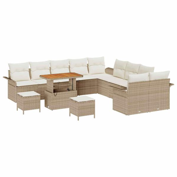 vidaXL Garten-Sofa-Set 13 pcs Beige Poly-Rattan