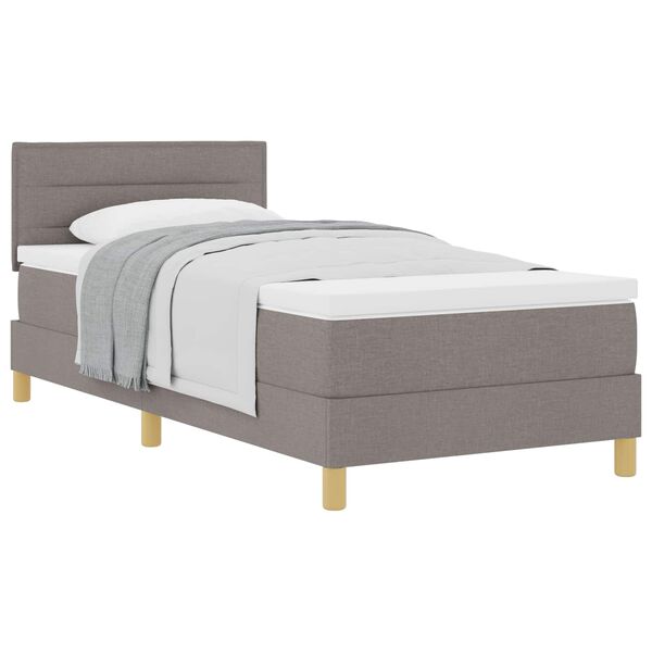 vidaXL Boxspringbett mit Matratze mit Kopfteil Taupe 90 x 190 cm Stoff