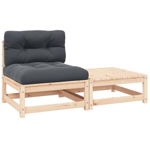 vidaXL 2-tlg. Garten-Lounge-Set mit Kissen Massivholz Kiefer