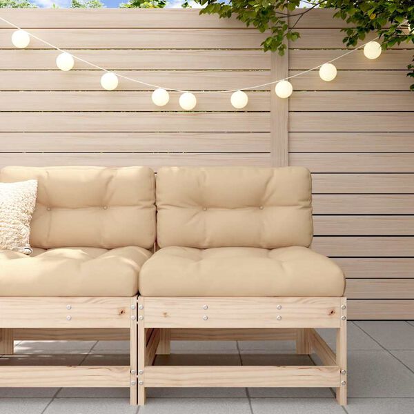 vidaXL Mittelsofa mit Kissen Massivholz Kiefer