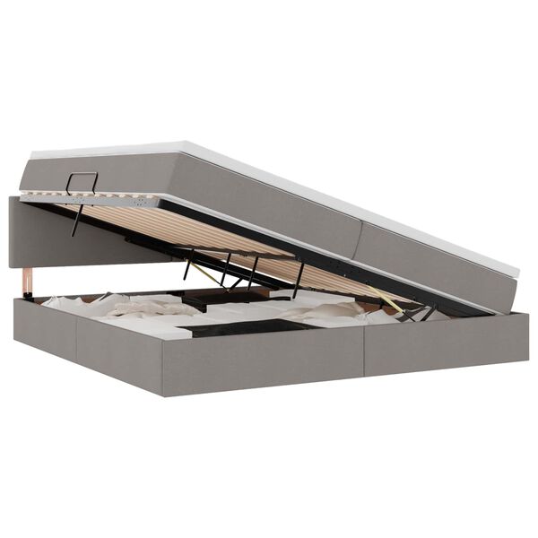 vidaXL Bett mit Stauraum und LED Taupe 200 x 200 cm Polyester