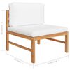 vidaXL 7-tlg. Garten-Lounge-Set mit Creme Kissen Massivholz Teak