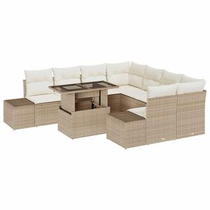 vidaXL Gartensofa-set mit Kissen 9 pcs Beige und Creme Poly-Rattan