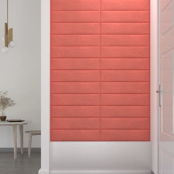 vidaXL Wandpaneele 12 Stk. Rosa 60x15 cm Samt 1,08 m²