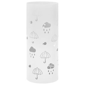 vidaXL Regenschirmst&auml;nder Regenschirm-Motiv Stahl Wei&szlig;