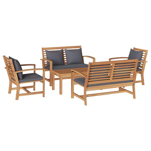 vidaXL Gartensofa-set 5 pcs Natur Massivholz Teak