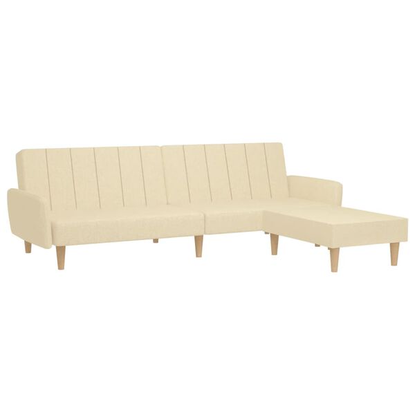 vidaXL Schlafsofa 2-Sitzer mit Fu&szlig;hocker Creme Stoff