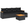 vidaXL 6-tlg. Garten-Sofagarnitur mit Kissen Schwarz Poly Rattan