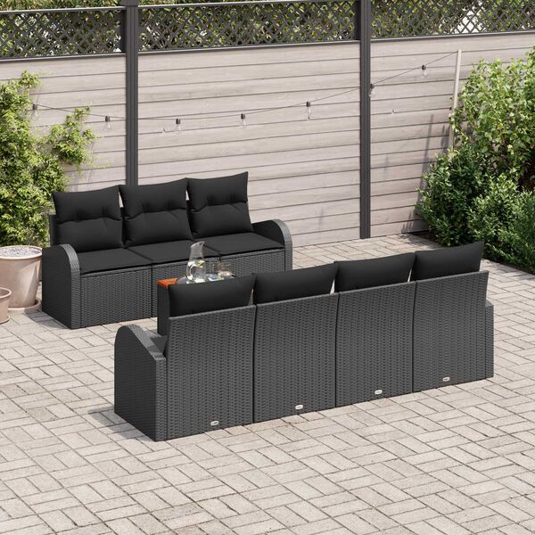 vidaXL Gartensofa-set mit Speicher 8 pcs Schwarz Poly-Rattan