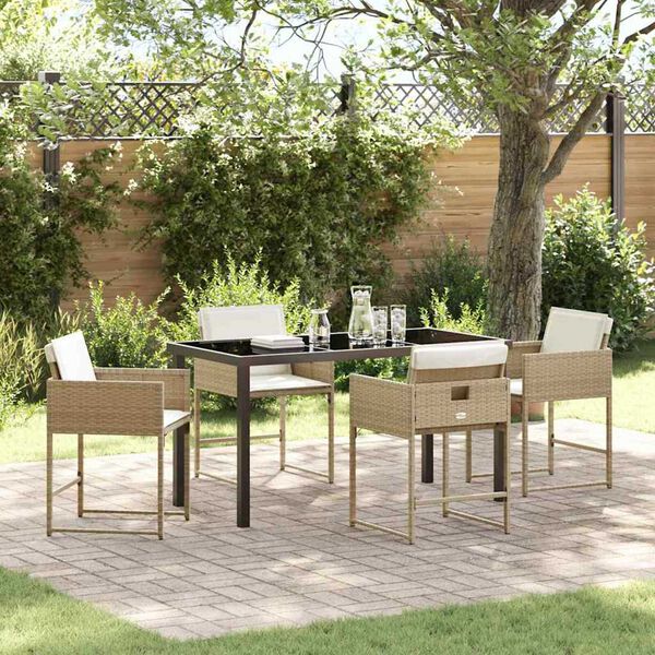 vidaXL Garten Essgruppe 5 pcs Beige Poly-Rattan