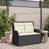 vidaXL Gartenbank mit Kissen Schwarz Poly Rattan