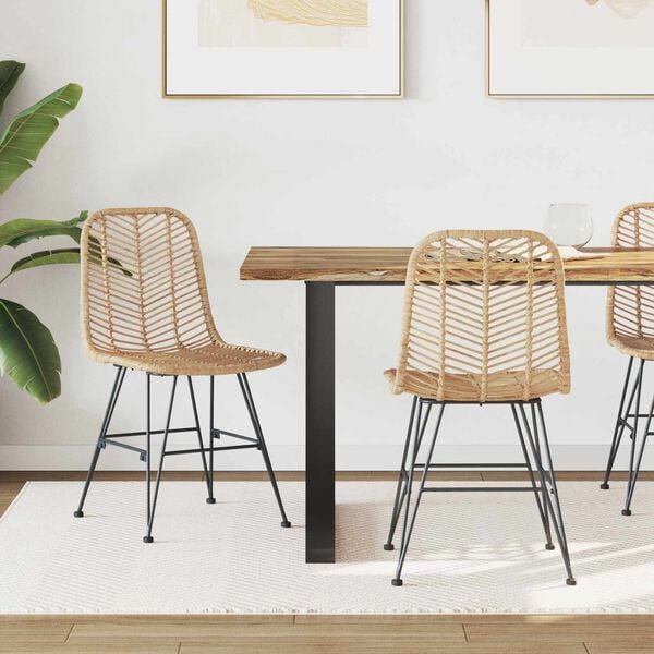 vidaXL Esszimmerstuhl 2 pcs Natur 44,5 x 55 x 85 cm Rattan und Eisen