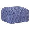 vidaXL Handgestrickter Pouf Blau 50 x 50 x 30 cm Baumwolle