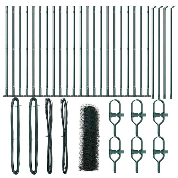 vidaXL Zaunpfosten Gr&uuml;n 50 x 1 m (36 mm Maschen) Stahl und PVC