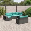 vidaXL 11-tlg. Garten-Sofagarnitur mit Kissen Grau Poly Rattan