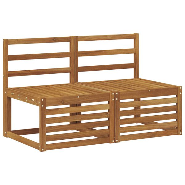 vidaXL 2er-Set Outdoor-Mittelsofa Massives Akazienholz Natur