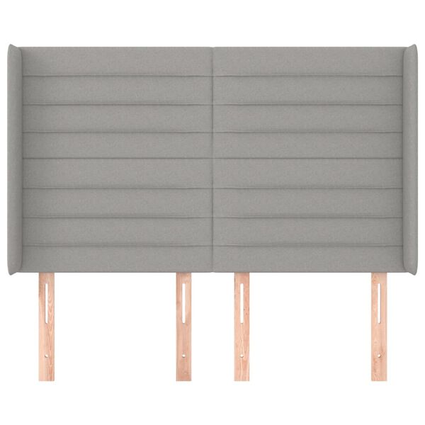 vidaXL Kopfteil mit Ohren Hellgrau 147x16x118/128 cm Stoff