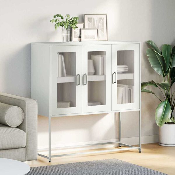 vidaXL Sideboard Weiß 100,5x39x107 cm Kaltgewalzter Stahl