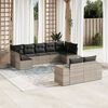 vidaXL 9-tlg. Garten-Sofagarnitur mit Kissen Hellgrau Poly Rattan