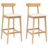 vidaXL Barhocker 2 stk. Natur und Beige Massivgummi Holz und Stoff