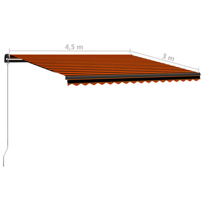 vidaXL Markise Manuell Einziehbar mit LED 450x300 cm Orange & Braun