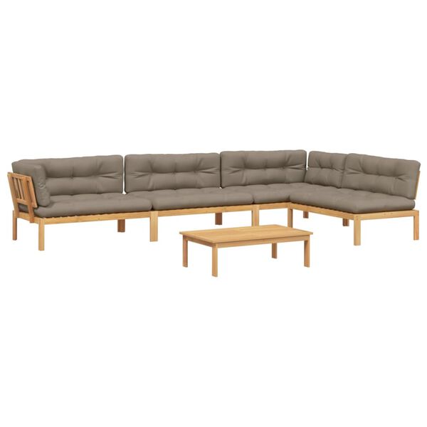 vidaXL 5-tlg. Garten-Sofagarnitur aus Paletten mit Kissen Akazienholz