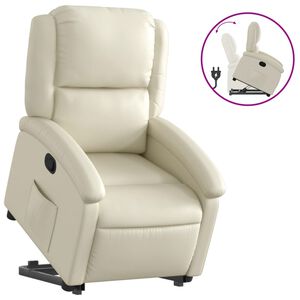 vidaXL Relaxsessel mit Aufstehhilfe Creme Kunstleder