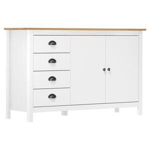vidaXL Sideboard Hill Wei&szlig; 130x40x80 cm Massivholz Kiefer