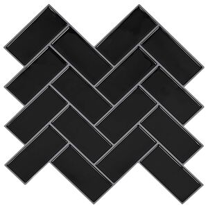 vidaXL Fischgr&auml;tenfliese 10 pcs Schwarz 30 x 30 cm Polyurethan und PET