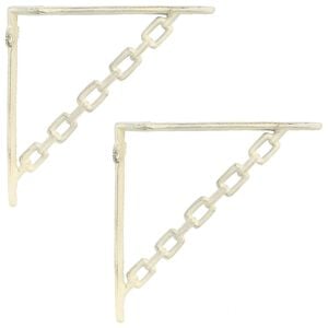 vidaXL Wandregalhalterungen 2 stk. Antik Wei&szlig; 10,5 x 10,5 x 3 cm Stahl