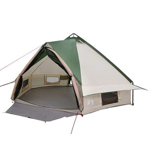 vidaXL Teepee Zelt f&uuml;r 6 Personen 6 Personen Gr&uuml;n und Wei&szlig;