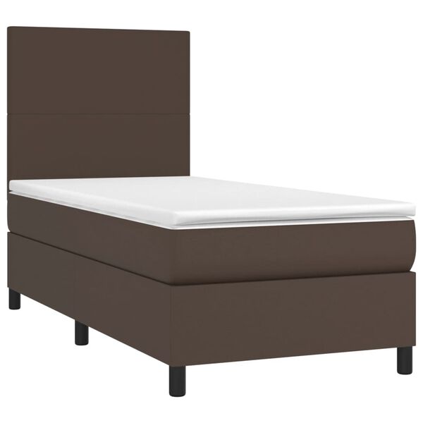 vidaXL Boxspringbett mit Matratze & LED Braun 80x200 cm Kunstleder