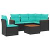 vidaXL 6-teiliges Gartensofa-Set mit Kissen, schwarzes Polyrattan