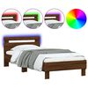 vidaXL Bettgestell mit Kopfteil und LED-Leuchten Braun Eiche 75x190 cm
