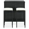 vidaXL 3-tlg. Bar Set Poly Rattan Schwarz