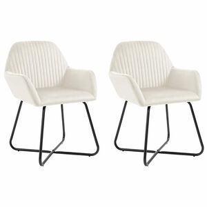 vidaXL Esszimmerst&uuml;hle 2 Stk. Creme Samt