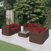 vidaXL 7-tlg. Garten-Lounge-Set mit Kissen Poly Rattan Braun