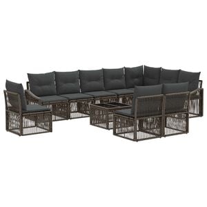 vidaXL Gartensofa-set 11 stk. Grau Poly-Rattan