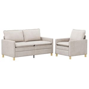 vidaXL Sofa Set 2 pcs Creme Polyester