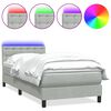vidaXL Boxspringbett mit Matratze & LED Hellgrau 100x210 cm Samt