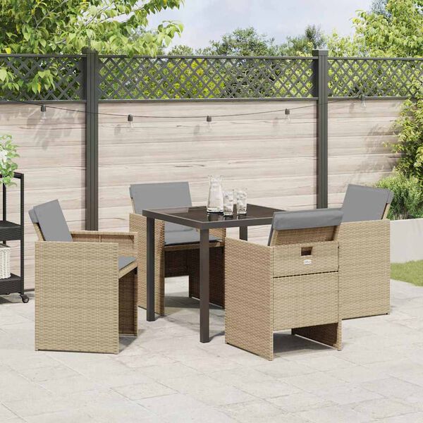 vidaXL Garten Essgruppe 5 pcs Beige Poly-Rattan