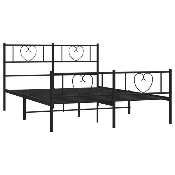 vidaXL Metallbett ohne Matratze mit Fu&szlig;teil Schwarz 160x200 cm