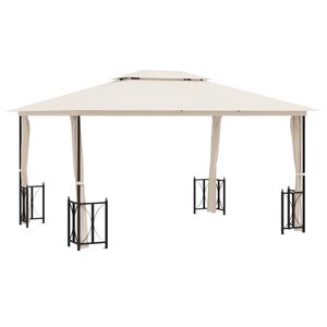 vidaXL Pavillon mit Seitenw&auml;nden & Doppeldach 3x4 m Creme