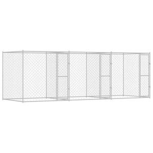 vidaXL Hundek&auml;fig Silber 600 x 200 x 200 cm Verzinkter Stahl