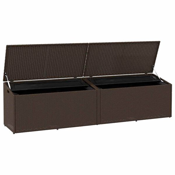 vidaXL Garten-Auflagenbox Braun 220x50x58 cm Poly Rattan