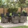 vidaXL Garten Essgruppe mit Kissen 7 pcs Grau Poly-Rattan