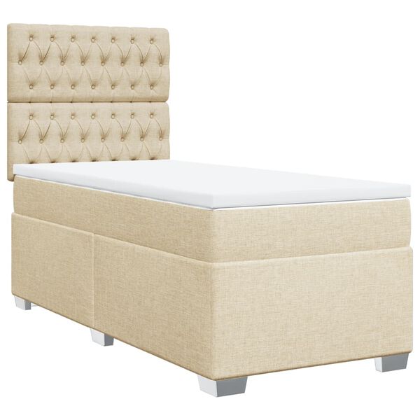 vidaXL Boxspringbett mit Matratze Creme 90x190 cm Stoff