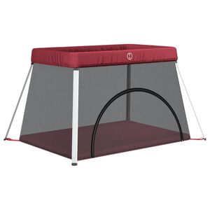 vidaXL Baby-Laufstall mit Matratze Rot Leinenstoff